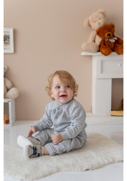 Erkek Bebek Örme Ceket ve Pantolon Takım - Gri