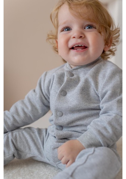 Erkek Bebek Örme Ceket ve Pantolon Takım - Gri modelleri