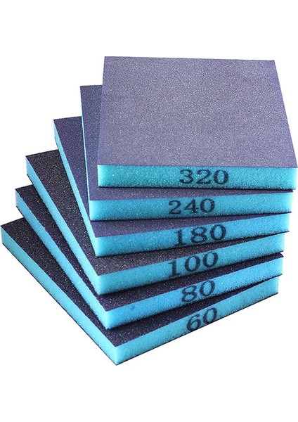6 Adet Zımpara Süngeri, 60/80/100/180/240/320 Kum, Çift Taraflı Zımpara Bloğu, Islak ve Kuru Çift Kullanımlı Ahşap Metal Duvar (Yurt Dışından)