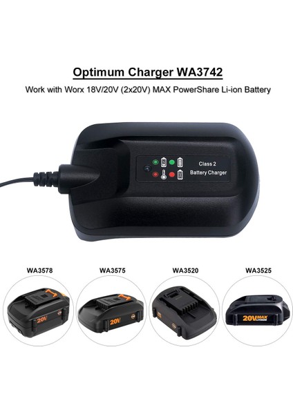 Abd Plug WA3742 WA3732 20V Lityum Şarj Cihazı, Worx 18V/20V Powershare Pil ile Uyumlu WA3525 WA3520 WA3512 WA3512.1 (Yurt Dışından) fırsatları