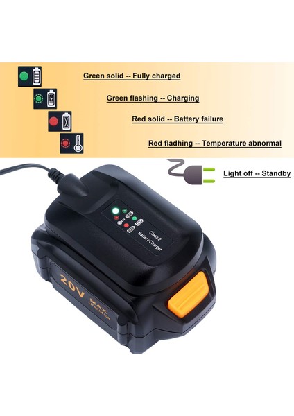 Abd Plug WA3742 WA3732 20V Lityum Şarj Cihazı, Worx 18V/20V Powershare Pil ile Uyumlu WA3525 WA3520 WA3512 WA3512.1 (Yurt Dışından) indirimleri
