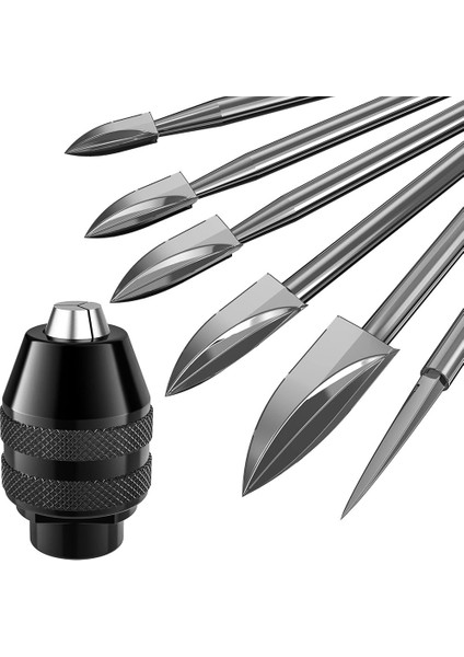 7 Adet Ahşap Oyma Uçları, 1/8inchshank Hss Gravür Matkap Aracı Ahşap El Sanatları Taşlama Aksesuarları 4486 Chuck ile (Yurt Dışından)