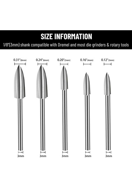 7 Adet Ahşap Oyma Uçları, 1/8inchshank Hss Gravür Matkap Aracı Ahşap El Sanatları Taşlama Aksesuarları 4486 Chuck ile (Yurt Dışından) fırsatları