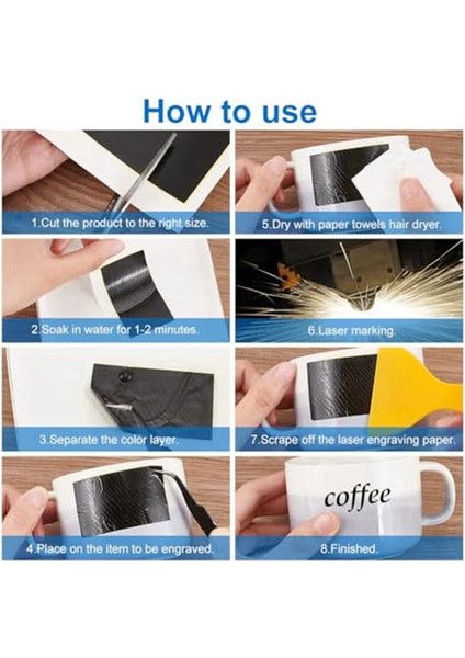 Renk Lazer Gravür Işaretleme Kağıdı, Metal Seramik Cam Lazer Kesim Üzerine Gravür Için 6 Parça Işaretleme Kağıdı (Yurt Dışından) modelleri