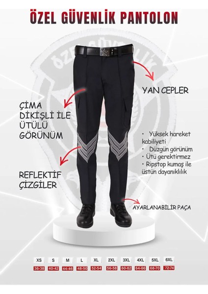 Özel Güvenlik Cepli Bel Kemerli Unisex Pantolon (Yeni Yönetmeliğe Uygun)