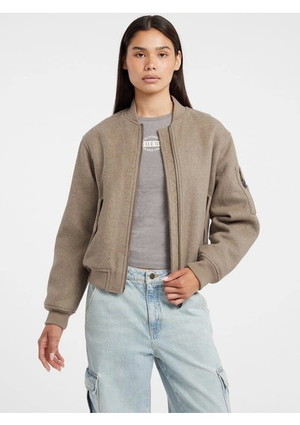 Kadın Çok Renkli Yün Karışımlı Bomber Ceket W5BL14W1482-H187