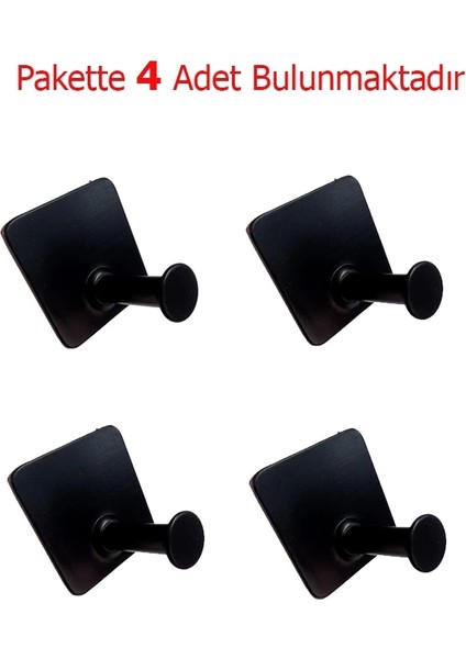 Thincal Kendinden Yapışkanlı Askılık Tekli Mat Siyah 4 Lü Paket modelleri