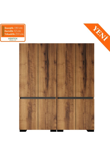 Floransa 8 Kapılı FLR8-A1AR Ceviz Antrasit Gardırop