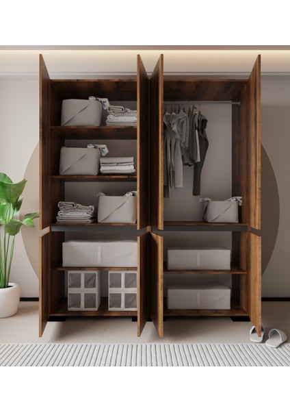 Floransa 8 Kapılı FLR8-A1AR Ceviz Antrasit Gardırop modelleri