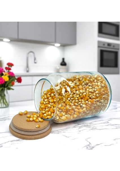 3'lü Ahşap Vakum Kapaklı 800 ml Cam Bakliyat Saklama Kavanozu Seti fiyatları