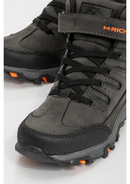 Kaydırmaz Cırtlı Çocuk Trekking Bot Füme Siyah modelleri