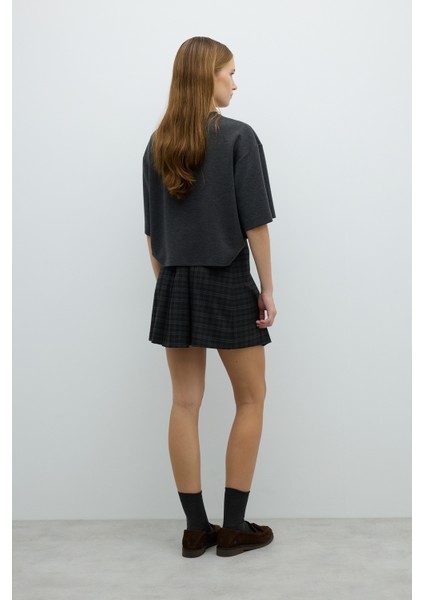 Süs Tokalı Pileli Mini Etek Antrasit K2615001_046 fiyatları