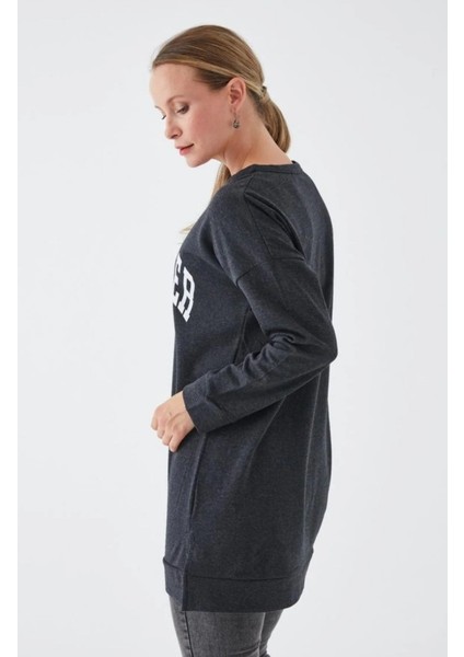 Sıfır Yaka Baskılı Sweat