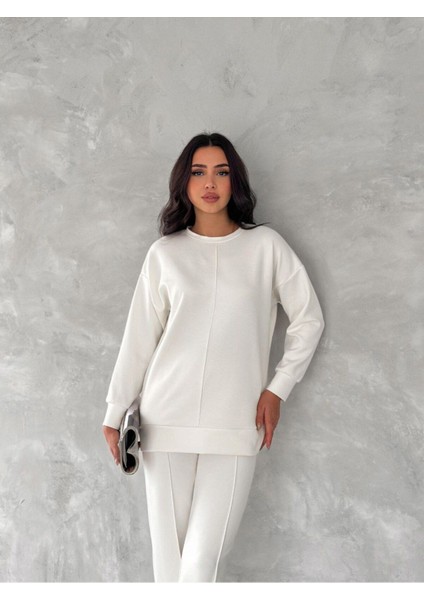 Ters Dikiş Detaylı Modal Kumaş Geniş Paça Eşofman Takım