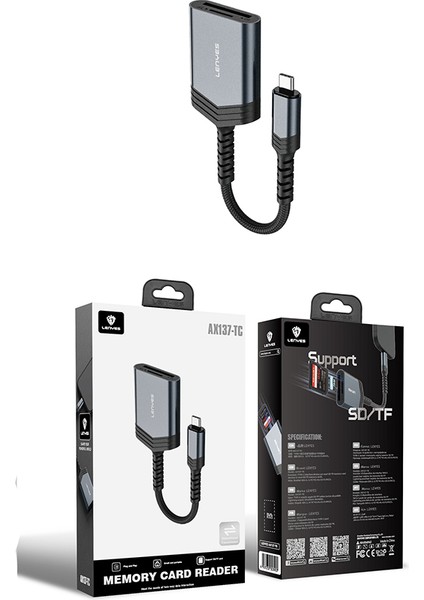 AX137 2in1 Type-C To Tf/sd Kart Çevirici Dönüştürücü Siyah modelleri