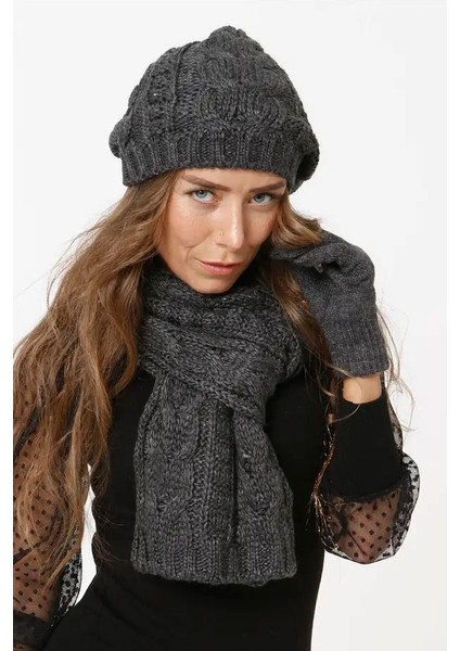 Kadın Atkı Bere Eldiven Set