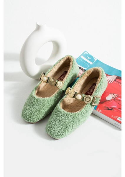 Kadın Kışlık Taşlı Tokalı Peluş Yünlü Ev Babet Çeyiz Bohça Pofuduk Ev Içi Dış Mekan Babet fiyatları