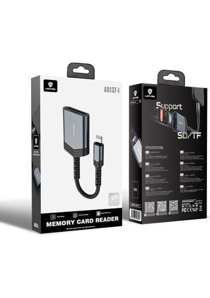 AX137 2in1 Lightning To Tf/sd Kart Çevirici Dönüştürücü Siyah fiyatları