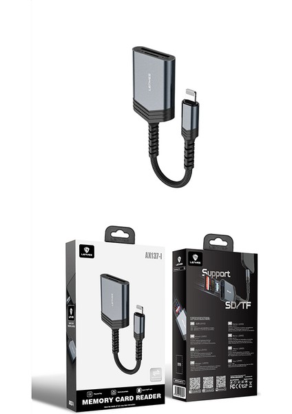 AX137 2in1 Lightning To Tf/sd Kart Çevirici Dönüştürücü Siyah modelleri