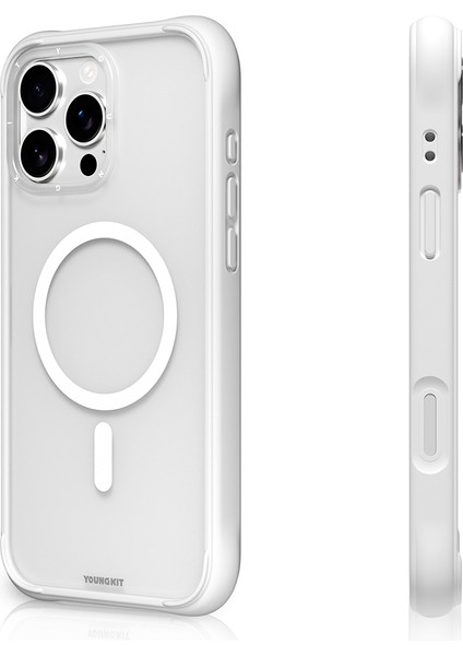 iPhone 16 Pro Uyumlu Kılıf M-Safe Şarj Özellikli Youngkit Macaroon Serisi Kapak Beyaz fiyatları