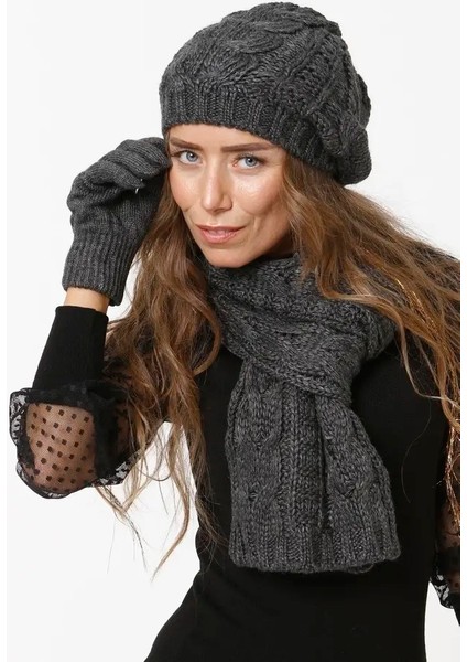 Kadın Atkı Bere Eldiven Set fırsatları