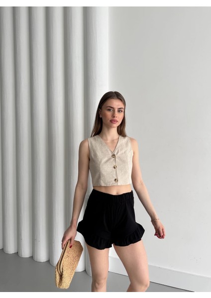 Kadın Pileli Siyah Şort fiyatları