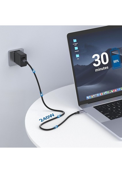 QG03 Type-C To Type-C Pd 40G 8K@60Hz Data Kablosu ve Çevirici 240W 1.5m Gri fiyatları