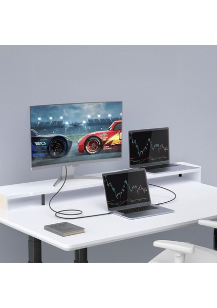 QG03 Type-C To Type-C Pd 40G 8K@60Hz Data Kablosu ve Çevirici 240W 1.5m Gri