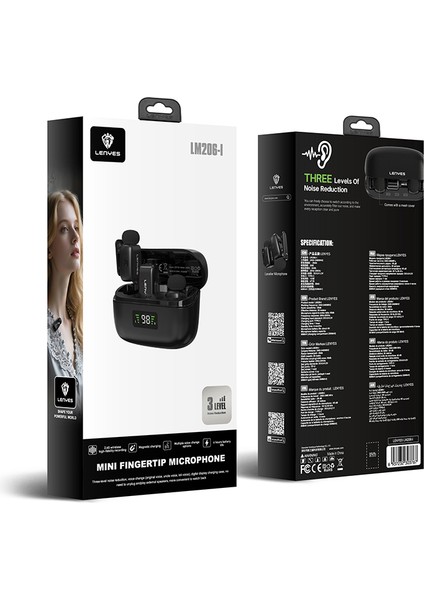 LM206 LED Göstergeli Lightning Portlu Kablosuz Yaka Mikrofonu Siyah fiyatları