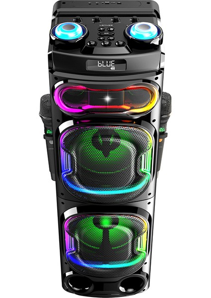 S887 Rgb Işıklı Çift Mikrofonlu Kablosuz Tws Bluetooth Speaker Hoparlör V5.3 Siyah