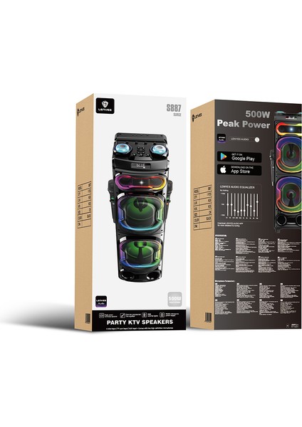 S887 Rgb Işıklı Çift Mikrofonlu Kablosuz Tws Bluetooth Speaker Hoparlör V5.3 Siyah fiyatları