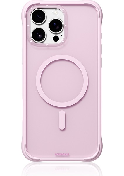 iPhone 16 Pro Max Uyumlu Kılıf M-Safe Şarj Özellikli Youngkit Macaroon Serisi Kapak Pembe
