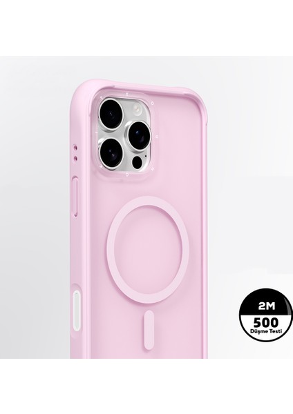 iPhone 16 Pro Max Uyumlu Kılıf M-Safe Şarj Özellikli Youngkit Macaroon Serisi Kapak Pembe modelleri