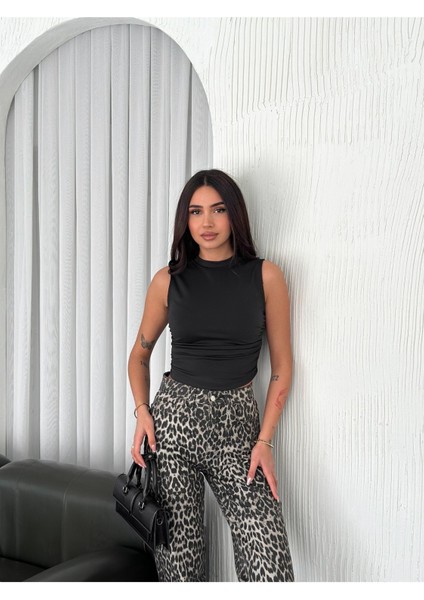 Büzgülü Drapeli Kolsuz Modal Kumaş Bluz fiyatları
