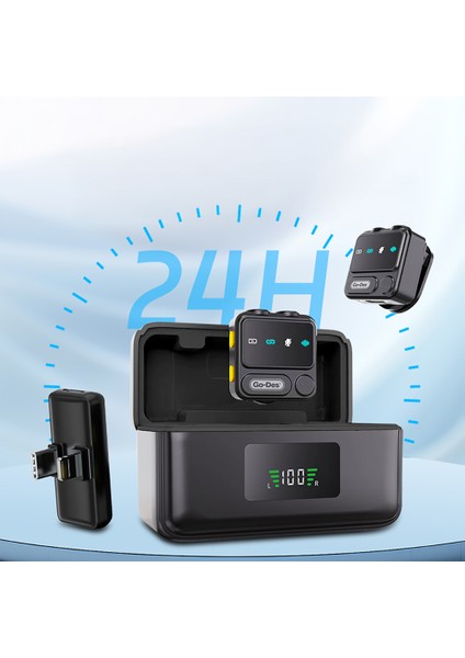 Go Des GD-WS307 Gürültü Engelleyici Type-C ve Lightning Şarj Portlu Kablosuz Yaka Mikrofonu Siyah fırsatları