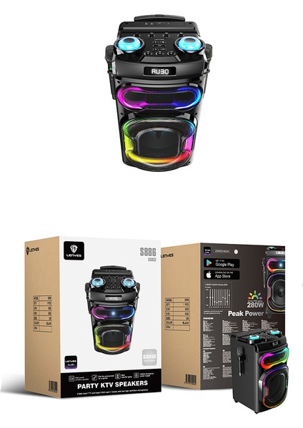 S886 Rgb Işıklı Çift Mikrofonlu Kablosuz Tws Bluetooth Speaker Hoparlör V5.3 Siyah modelleri