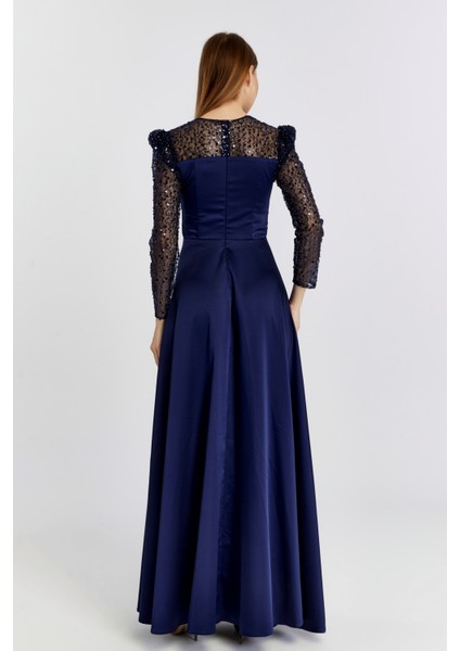 Abiye ve Mezuniyet Elbise Drapeli Inci Boncuk Saten Kadın Abiye Elbise fırsatları