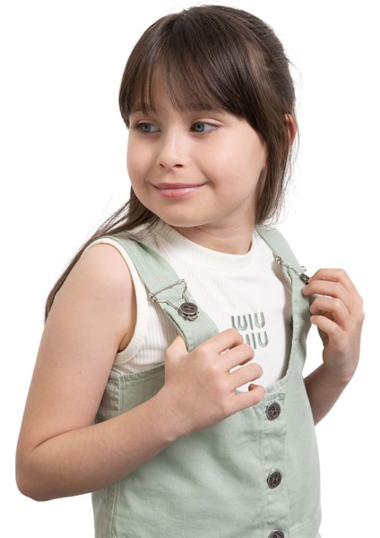 Haki Sıfır Kol Badili Düğmeli Yelekli Kız Çocuk 3lü Şortlu Takım 21035 fırsatları