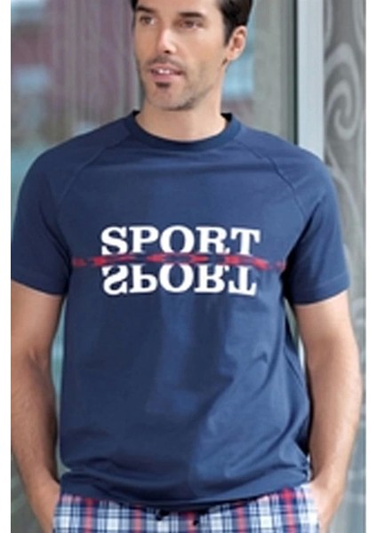 Erkek Ekoseli Kısa Kollu Pijama Takımı 21396