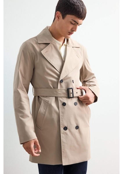 Slim Fit Dar Kesim Astarlı Düğmeli Cepli Kemerli Mevsimlik Baharlık Trençkot D5528AX25AU modelleri