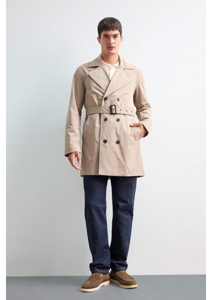 Slim Fit Dar Kesim Astarlı Düğmeli Cepli Kemerli Mevsimlik Baharlık Trençkot D5528AX25AU fırsatları