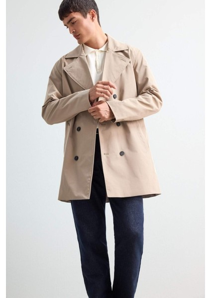 Slim Fit Dar Kesim Astarlı Düğmeli Cepli Kemerli Mevsimlik Baharlık Trençkot D5528AX25AU indirimleri