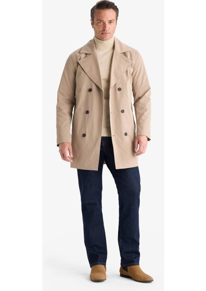 Slim Fit Dar Kesim Astarlı Düğmeli Cepli Kemerli Mevsimlik Baharlık Trençkot D5528AX25AU