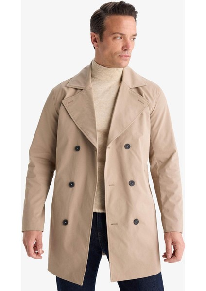 Slim Fit Dar Kesim Astarlı Düğmeli Cepli Kemerli Mevsimlik Baharlık Trençkot D5528AX25AU