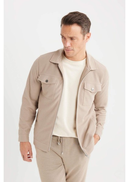Slim Fit Dar Kesim Astarlı Fermuarlı Cepli Mevsimlik Baharlık Mont D7533AX25SP