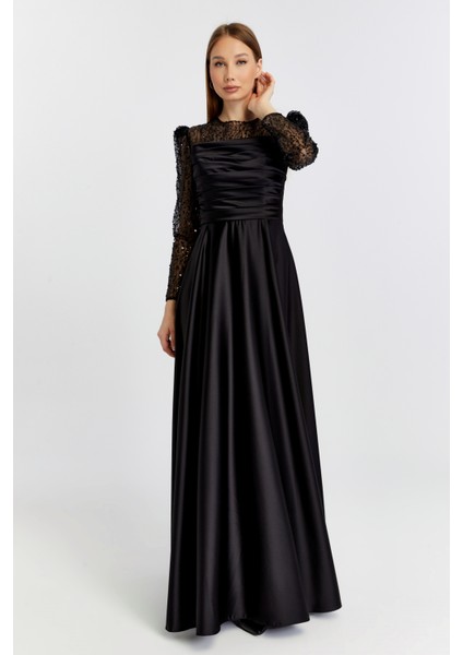 Abiye ve Mezuniyet Elbise Drapeli Inci Boncuk Saten Kadın Abiye Elbise fiyatları