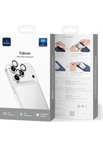 iPhone 17 Pro Uyumlu Wiwu LG-005 Falcon Anti Reflective Safir Kamera Lens Koruyucu Gümüş fırsatları