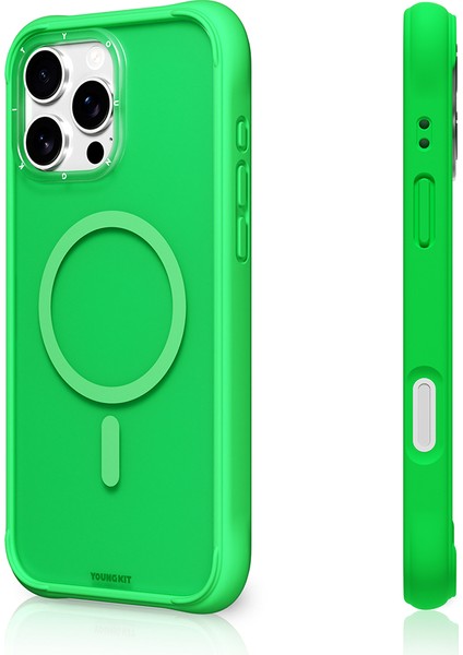 iPhone 16 Pro Uyumlu Kılıf M-Safe Şarj Özellikli Youngkit Macaroon Serisi Kapak Yeşil fiyatları