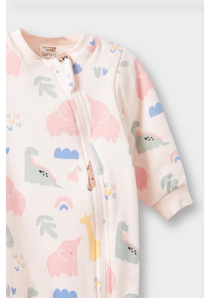 Kız Bebek 1 Tog Elyaf Dinozor Baskılı Uzun Kollu Fermuarlı Tulum F2186A525AU indirimleri
