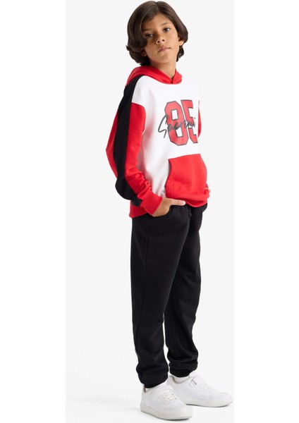 Erkek Çocuk 2'li Takım Kapüşonlu Baskılı Sweatshirt Eşofman Altı F2505A825AU